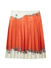 Versace Printed Twill Silk Midi Skirt Orange at Farfetch