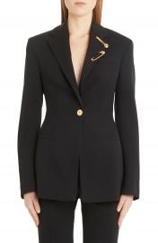 Versace Safety Pin Detail Stretch Wool Blazer   Nordstrom at Nordstrom