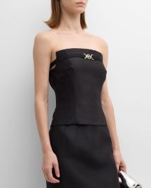 Versace Sculpted Wool-Silk Strapless Bustier Top at Neiman Marcus