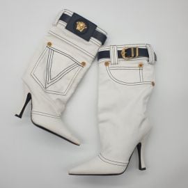 Versace Shoes Versace Denim Boots White Dsr748 at Poshmark