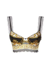 Versace Silk Twill and Lace Printed Crop Top at Luisaviaroma