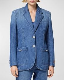 Versace Stone Wash Denim Single-Breasted Jacket at Neiman Marcus