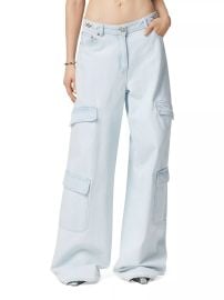 Versace Stone Washed Wide Leg Cargo Jeans at Saks Fifth Avenue