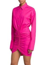 Versace Stretch Cotton Ruched Mini Shirtdress at Saks Off 5th