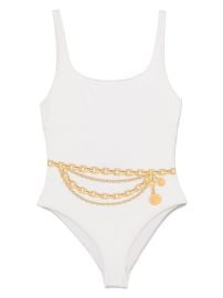 Versace Treasure-print Swimsuit Neutrals at Farfetch