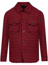 Versace Tweed Shirt Jacket Red at Farfetch