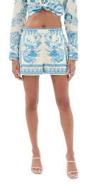 Versace Underwater Barocco Bicolour Foulard Cotton Poplin Shorts Eggshell/Bright DV Blue 46 at Shopbop