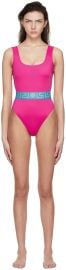 Versace Underwear Pink Greca One-Piece Swimsuit SSENSE at Versace