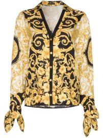 Versace V-Neck Baroque-Print Blouse Aw19  com at Farfetch