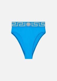 Versace Womens Greca Border High Waist Bikini Briefs in blue Versace US at Versace