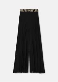 Versace Womens Greca Pleated Pareo Pants in Black Versace US at Versace