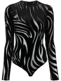 Versace Zebra Velvet long sleeve Bodysuit at Farfetch