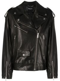 Versace Zippered Leather Biker Jacket - at Farfetch