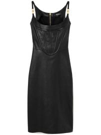 Versace corset-style Leather Midi Dress Black at Farfetch