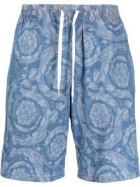 Versace floral-print Denim Shorts - at Farfetch