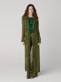 Vesper Duster Long Jacket in Mini Floating Plaid Ecru at Diane von Furstenberg