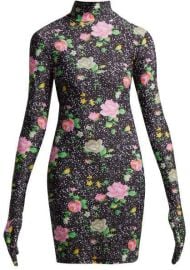 Vetements Floral Print Glove Sleeved Jersey Mini Dress at Matches