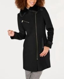 Via Spiga Asymmetrical Faux-Fur-Collar Coat - Macys at Macys