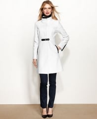 Via Spiga Coat Faux-Leather-Trim Walker - Coats - Women - Macys at Macys