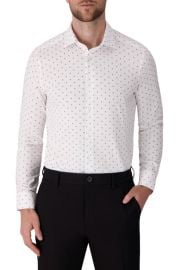 Victor Emmanuel Regular Fit Geometric Print Knit Cotton Dress Shirt at Nordstrom
