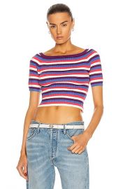 Victor Glemaud Variegated Rib Top in Blue Multi Stripe  FWRD at Forward