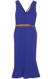 Victoria Beckham - Belted fluted georgette midi dress at Net A Porter