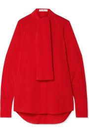 Victoria Beckham - Pussy-bow silk crepe de chine blouse at Net A Porter