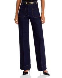 Victoria Beckham Alina High Rise Wide Leg Jeans in Dark Indigo Bloomingdales at Bloomingdales