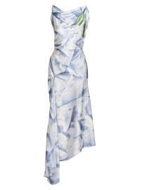 Victoria Beckham Asymmetric Printed Satin Draped Midi Dress at Saks Fifth Avenue