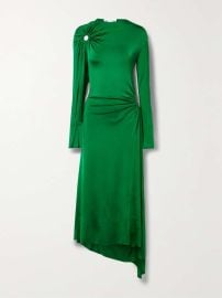 Victoria Beckham Asymmetric cutout gathered glossed jersey dress at Net a Porter