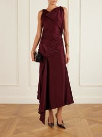 Victoria Beckham Asymmetric draped gathered satin crepe dress at Net a Porter
