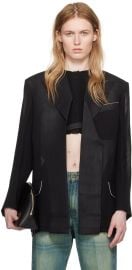 Victoria Beckham Black Fold Detail Blazer at ssense