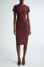 Victoria Beckham Body Con Midi Dress in Deep Mahogany at Nordstrom