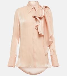 Victoria Beckham Bow detail blouse in pink at Mytheresa