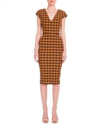 Victoria Beckham Cap-Sleeve Geometric-Print Dress at Neiman Marcus