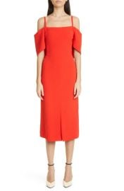 Victoria Beckham Cold Shoulder Bandeau Fluid Cady Midi Dress at Nordstrom