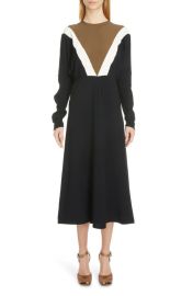 Victoria Beckham Colorblock Long Sleeve Cady Midi Dress at Nordstrom