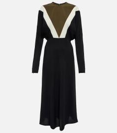 Victoria Beckham Colorblock Long Sleeve Cady Midi Dress at Mytheresa