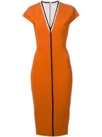 Victoria Beckham Contrast Trim V-neck Dress at Farfetch