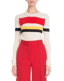 Victoria Beckham Crewneck Long-Sleeve Multi-Striped Sweater at Neiman Marcus