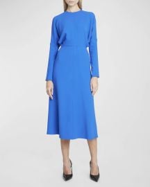 Victoria Beckham Dolman Sleeve Midi Dress with Zip Cuffs at Neiman Marcus