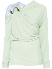 Victoria Beckham Draped long-sleeve Top Green at Farfetch