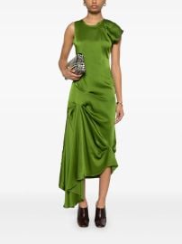 Victoria Beckham Draped tuck-detail Midi Dress Green at Farfetch
