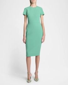 Victoria Beckham Fitted Wool Midi Dress at Neiman Marcus