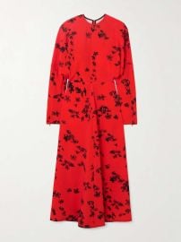 Victoria Beckham Floral Long Sleeve Crepe Midi Dress at Net a Porter