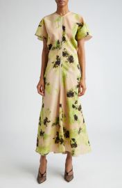 Victoria Beckham Floral Print Drape Shoulder CloquDress at Nordstrom