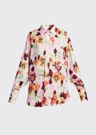 Victoria Beckham Floral-Print Oversized Mens Shirt - at Bergdorf Goodman