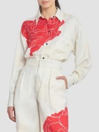 Victoria Beckham Floral Satin Button-Front Shirt | Saks Fifth Avenue at Saks Fifth Avenue