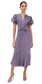 Victoria Beckham Gathered V-Neck Midi Dress Iris 12 at Shopbop