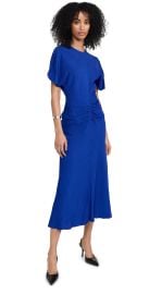 Victoria Beckham Gathered Waist Midi Dress Palace Blue 12 at Shopbop